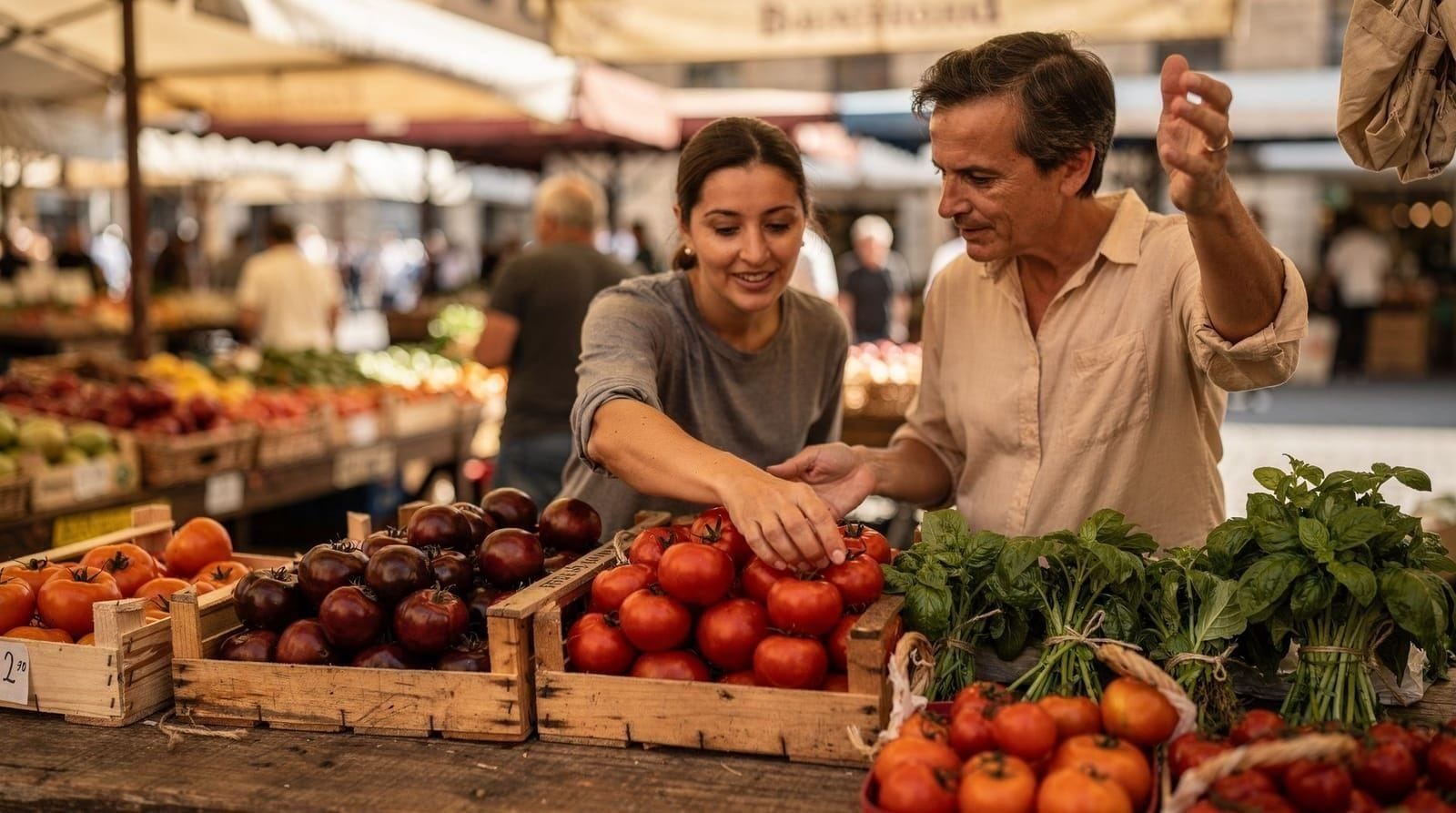Markt-zu-Tisch-Kochkurse in Florenz — Markt-zu-Tisch-Kochkurse in Florenz: Zutaten mit dem Koch auf dem Markt kaufen, 